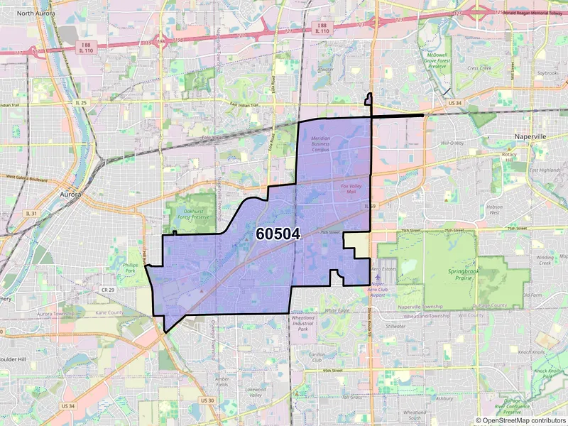 Map of ZIP Code 60504 — Aurora, IL