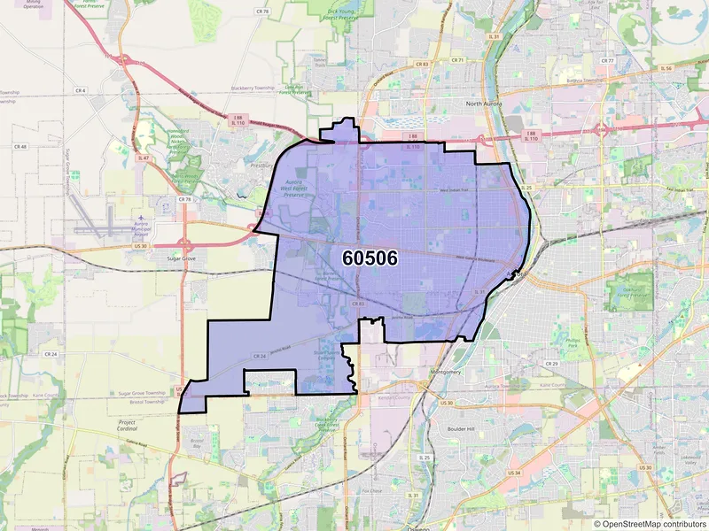 Map of ZIP Code 60506 — Aurora, IL
