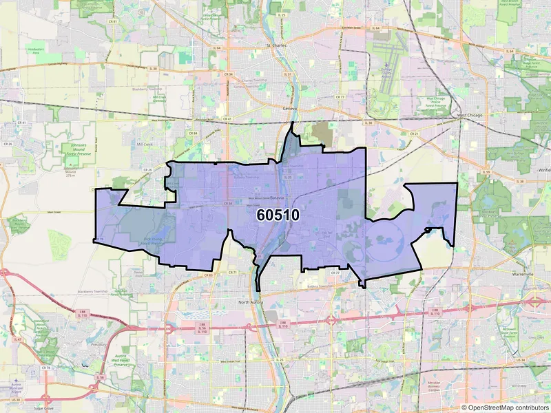 Map of ZIP Code 60510 — Batavia, IL