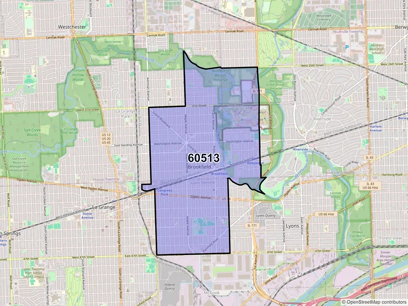 Map of ZIP Code 60513 — Brookfield, IL