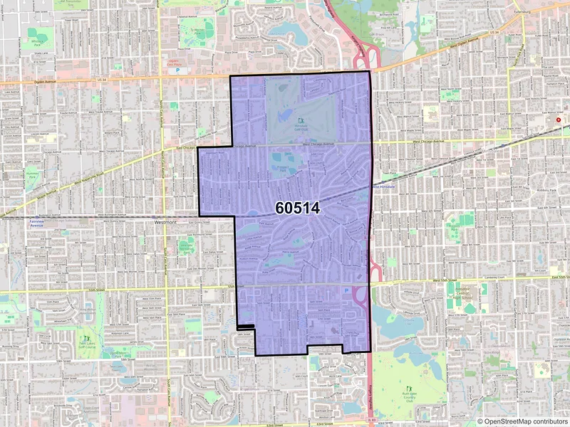 Map of ZIP Code 60514 — Clarendon Hills, IL