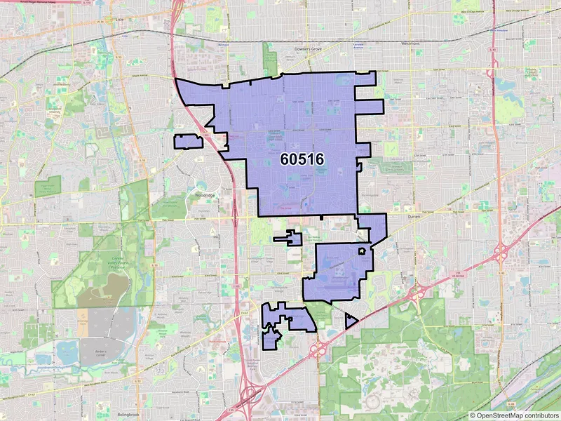Map of ZIP Code 60516 — Downers Grove, IL