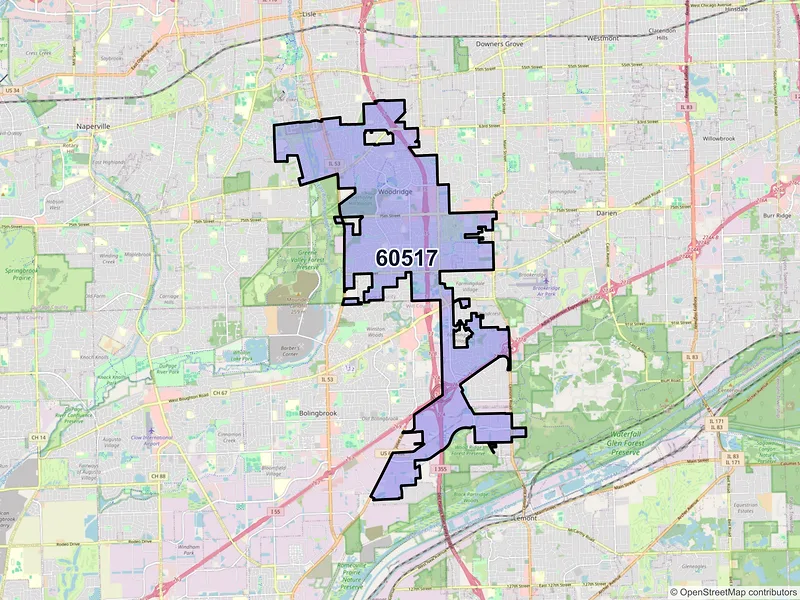 Map of ZIP Code 60517 — Woodridge, IL