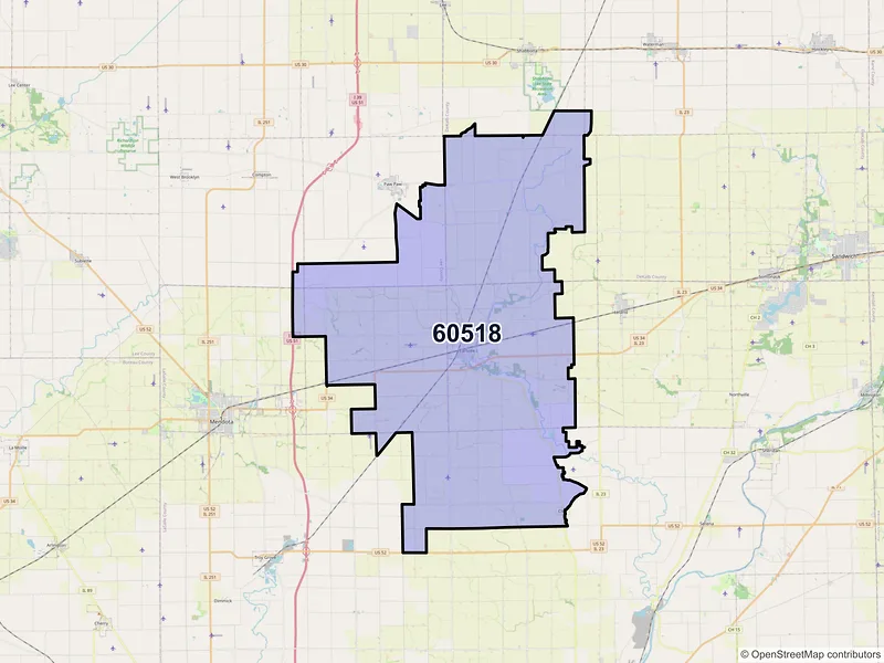 Map of ZIP Code 60518 — Earlville, IL