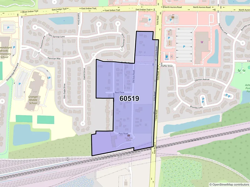 Map of Eola, Illinois and ZIP codes