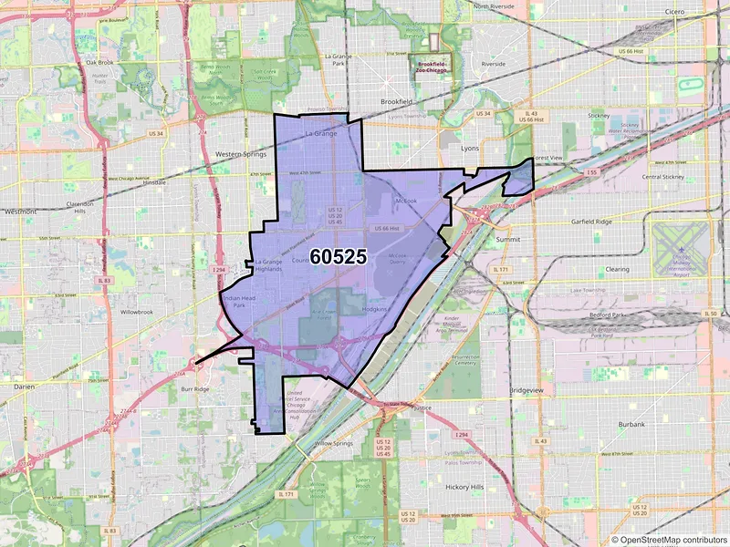Map of La Grange, Illinois and ZIP codes