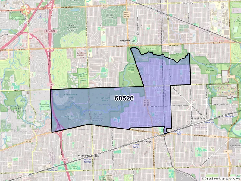 Map of ZIP Code 60526 — La Grange Park, IL