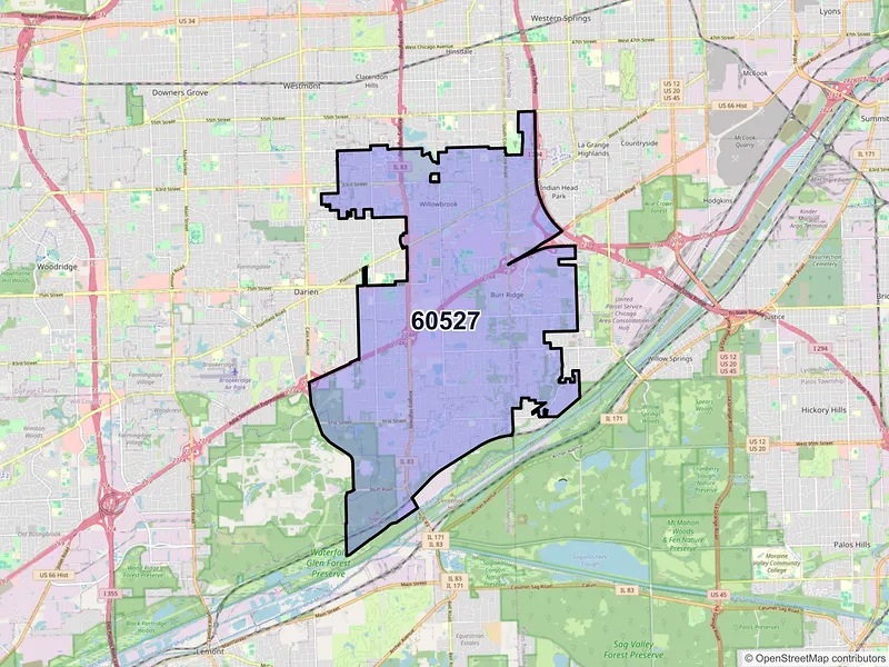 Map of ZIP Code 60527 — Willowbrook, IL