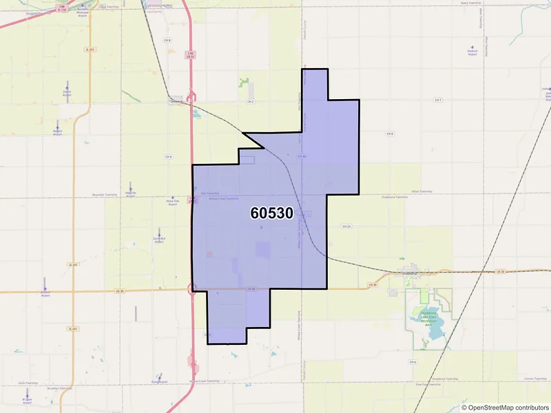 Map of ZIP Code 60530 — Lee, IL