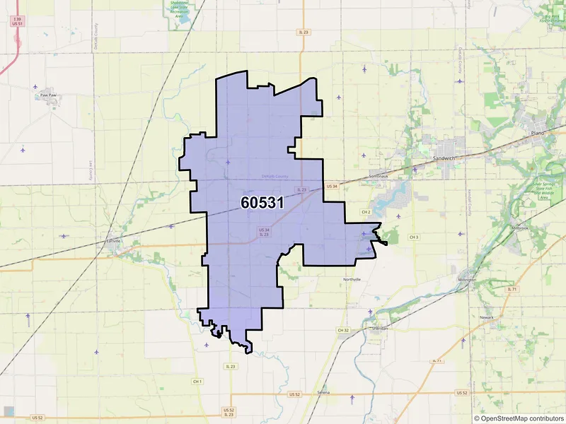 Map of ZIP Code 60531 — Leland, IL