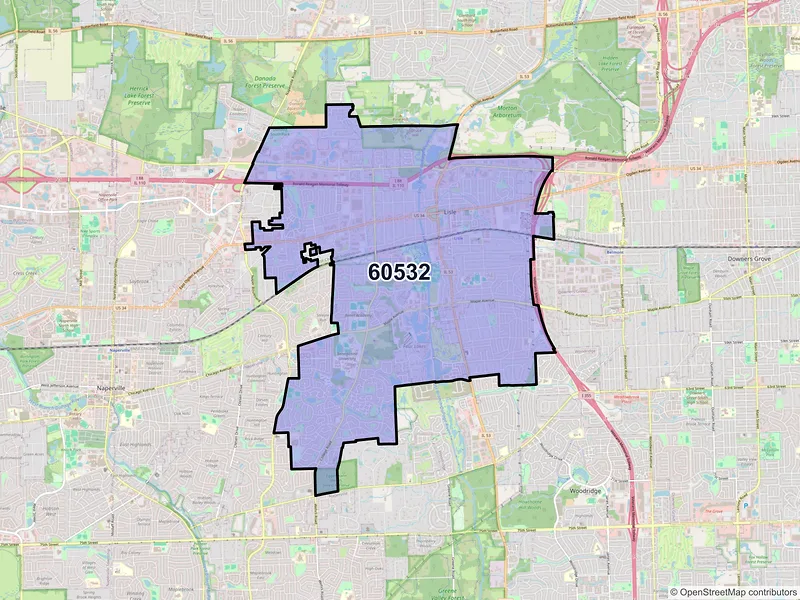 Map of ZIP Code 60532 — Lisle, IL