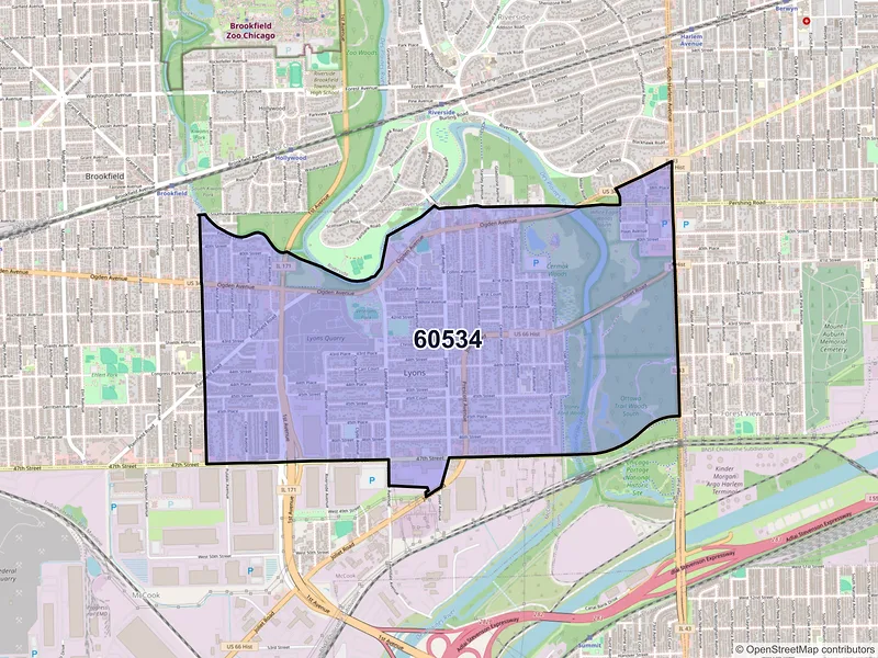 Map of ZIP Code 60534 — Lyons, IL