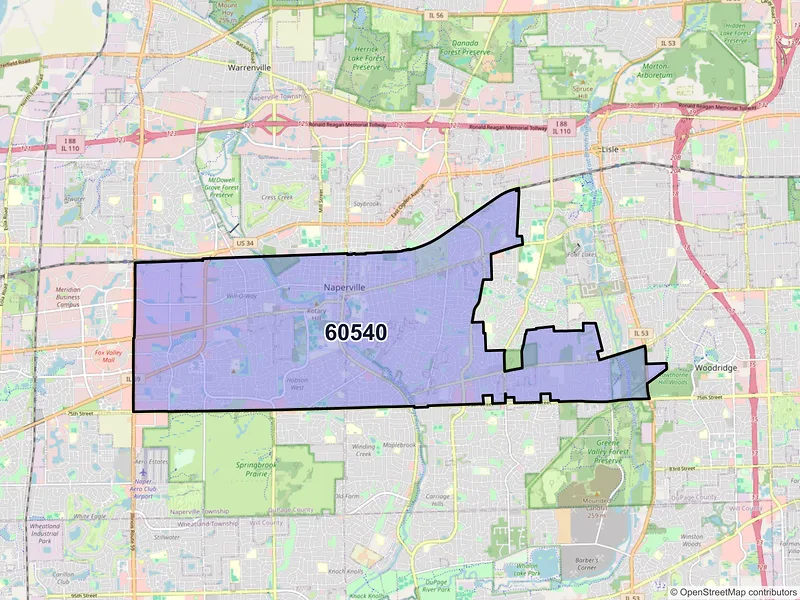 Map of ZIP Code 60540 — Naperville, IL