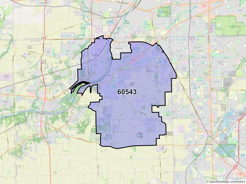 Map of Oswego, Illinois and ZIP codes