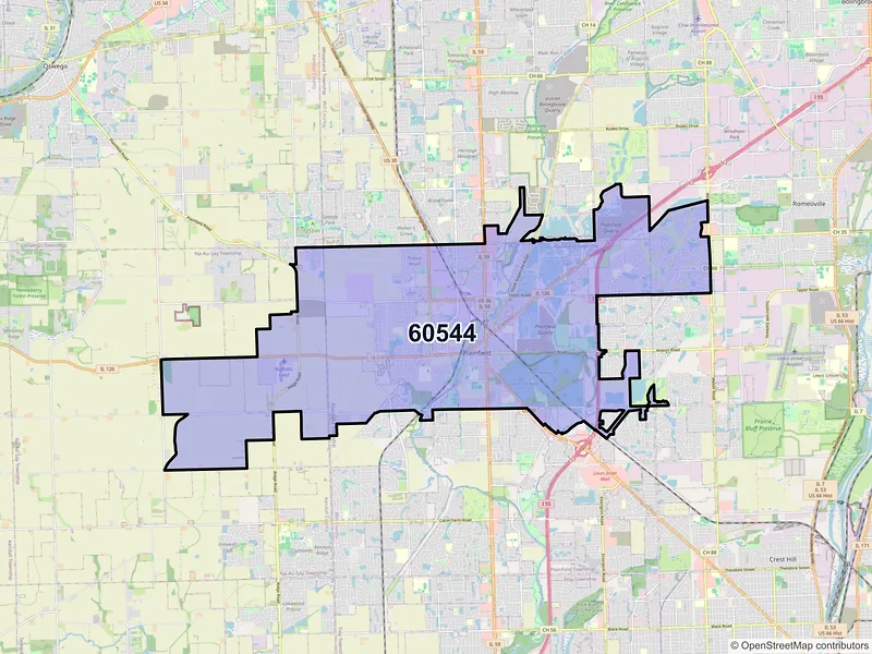 Map of ZIP Code 60544 — Plainfield, IL