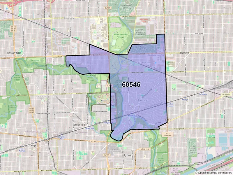 Map of ZIP Code 60546 — Riverside, IL