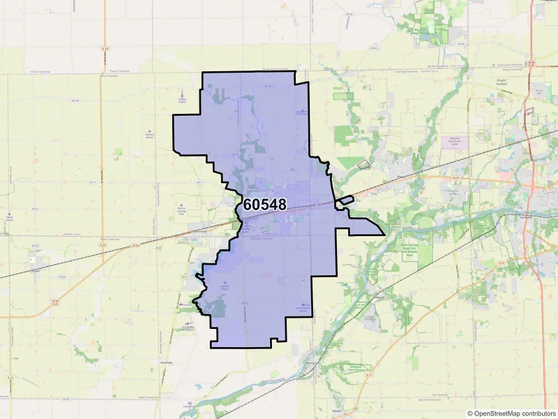 Map of Sandwich, Illinois and ZIP codes