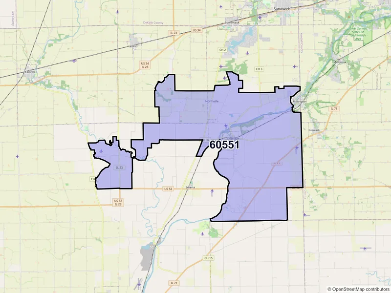 Map of ZIP Code 60551 — Sheridan, IL