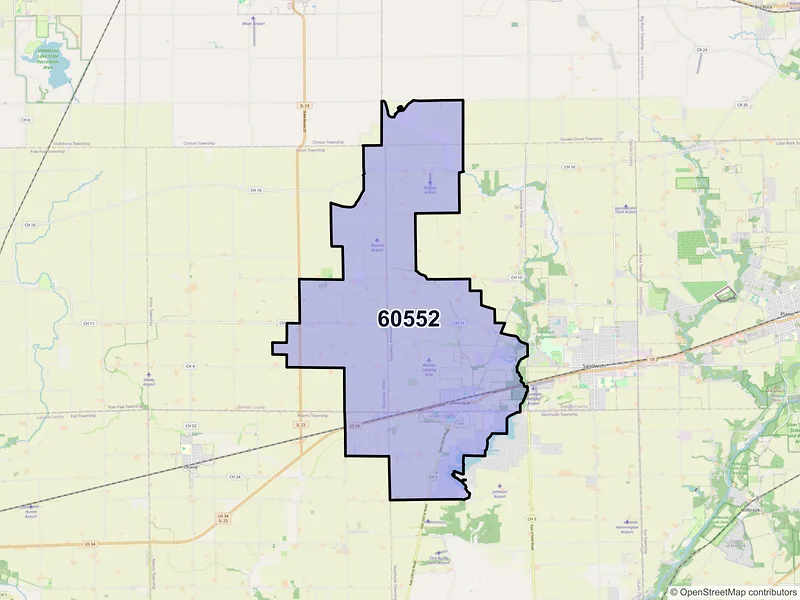 Map of Somonauk, Illinois and ZIP codes
