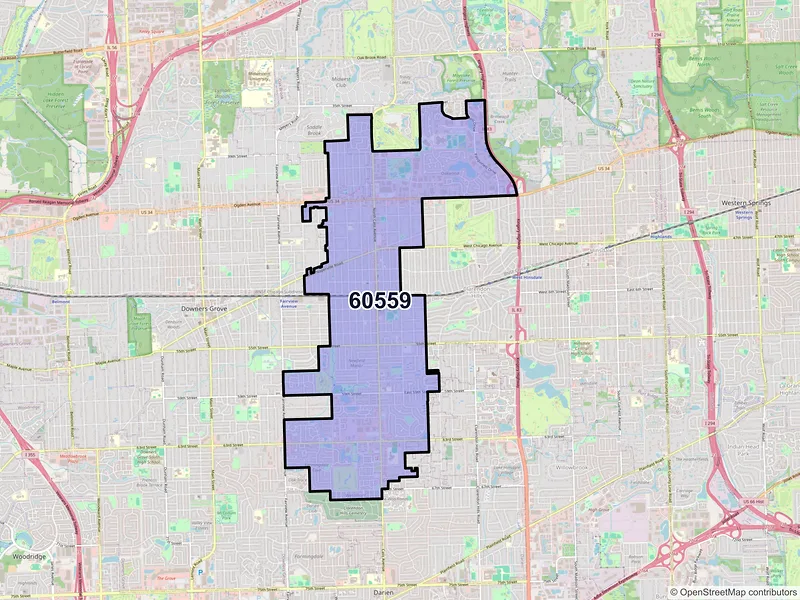 Map of ZIP Code 60559 — Westmont, IL
