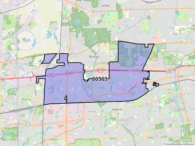 Map of ZIP Code 60563 — Naperville, IL