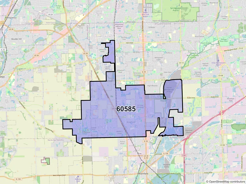 Map of ZIP Code 60585 — Plainfield, IL