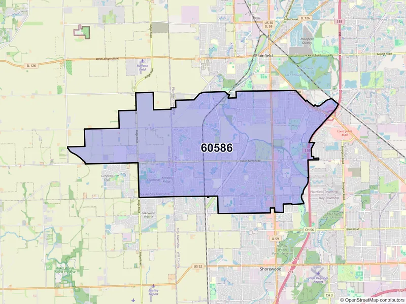 Map of ZIP Code 60586 — Plainfield, IL
