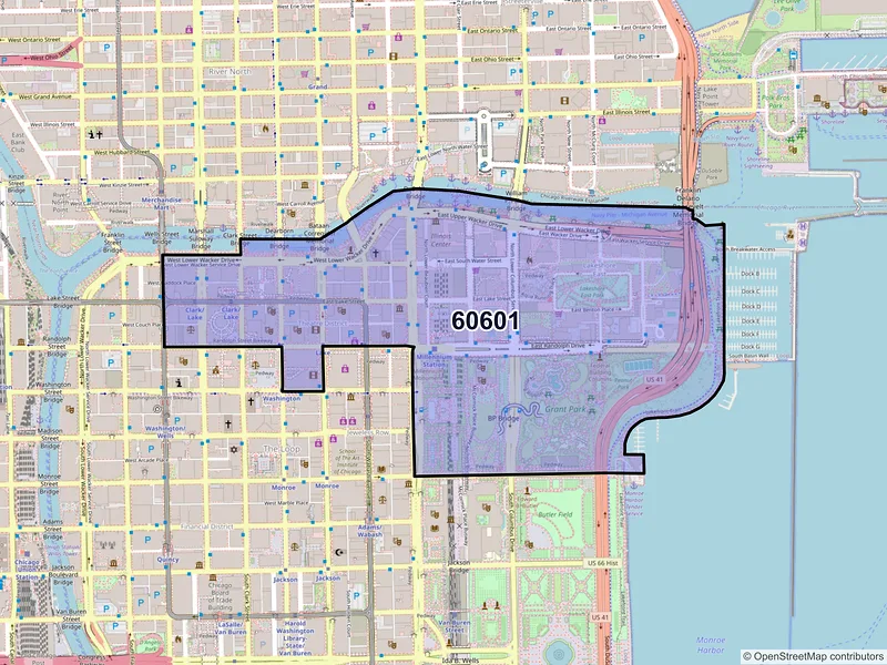 Map of ZIP Code 60601 — Chicago, IL