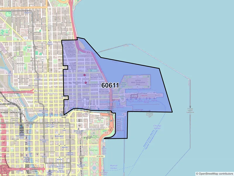 Map of ZIP Code 60611 — Chicago, IL