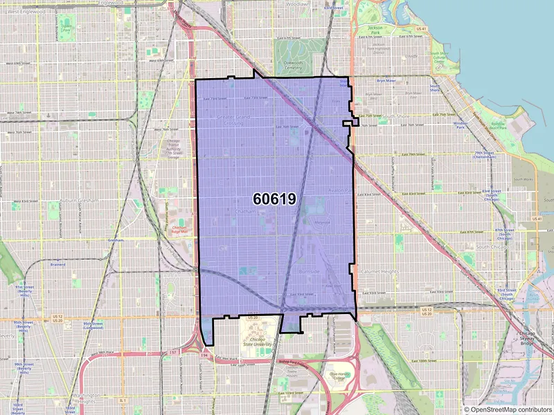Map of ZIP Code 60619 — Chicago, IL