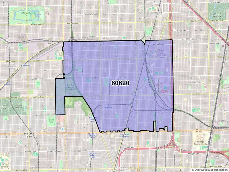 Map of ZIP Code 60620 — Chicago, IL