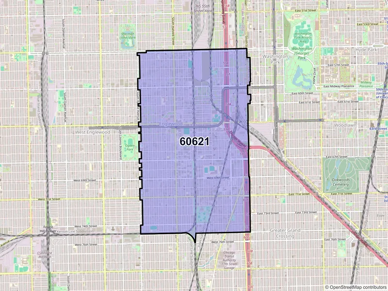 Map of ZIP Code 60621 — Chicago, IL