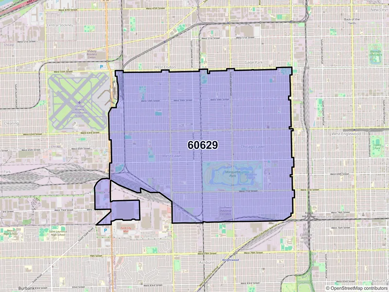 Map of ZIP Code 60629 — Chicago, IL