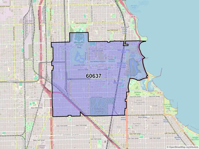 Map of ZIP Code 60637 — Chicago, IL