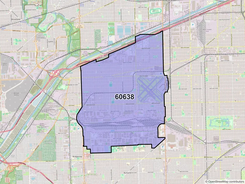 Map of ZIP Code 60638 — Chicago, IL
