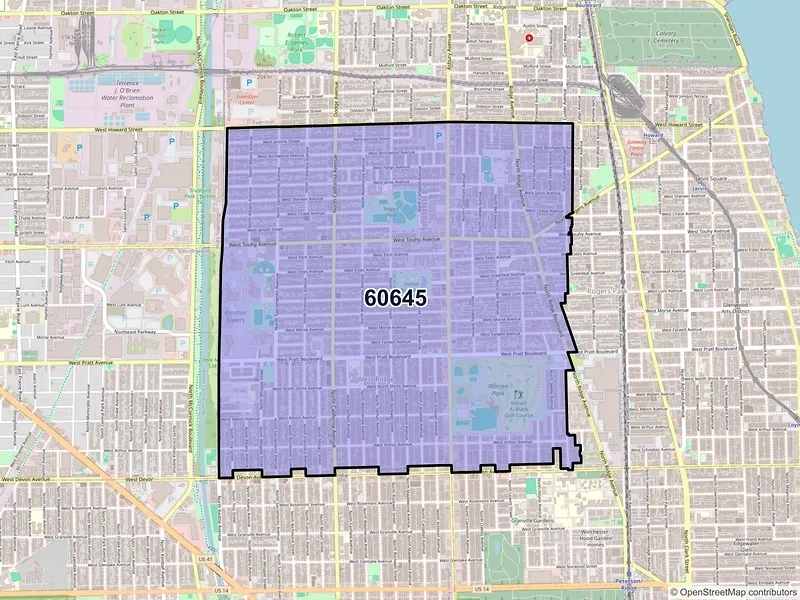 Map of ZIP Code 60645 — Chicago, IL