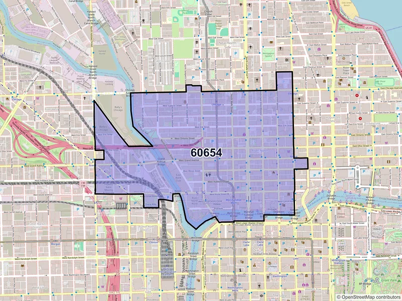 Map of ZIP Code 60654 — Chicago, IL