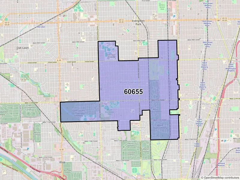 Map of ZIP Code 60655 — Chicago, IL