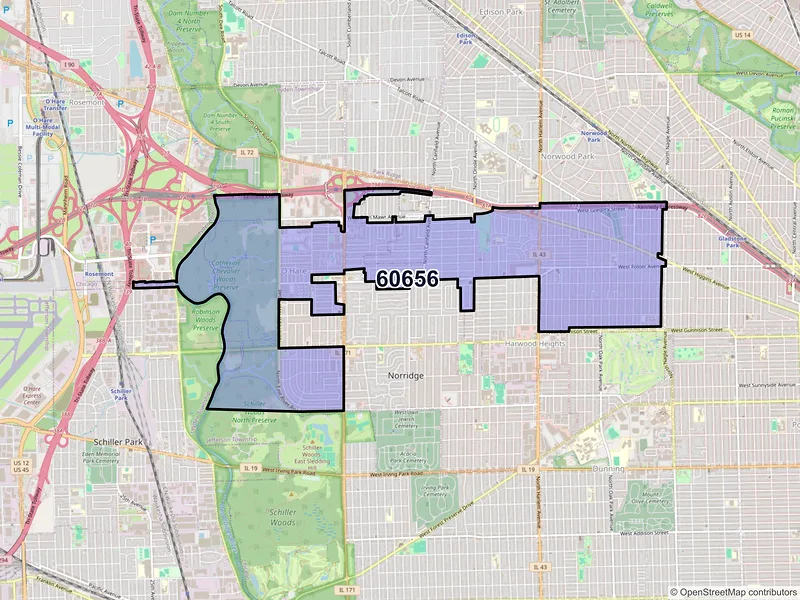 Map of ZIP Code 60656 — Chicago, IL