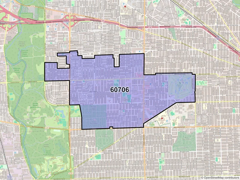 Map of Harwood Heights, Illinois and ZIP codes