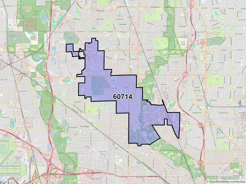 Map of Niles, Illinois and ZIP codes