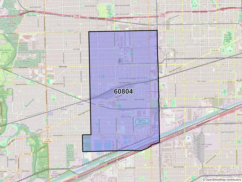 Map of ZIP Code 60804 — Cicero, IL