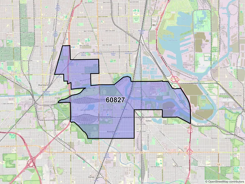 Map of Riverdale, Illinois and ZIP codes