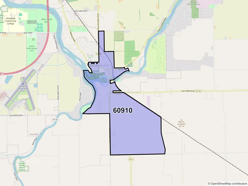 Map of Aroma Park, Illinois and ZIP codes