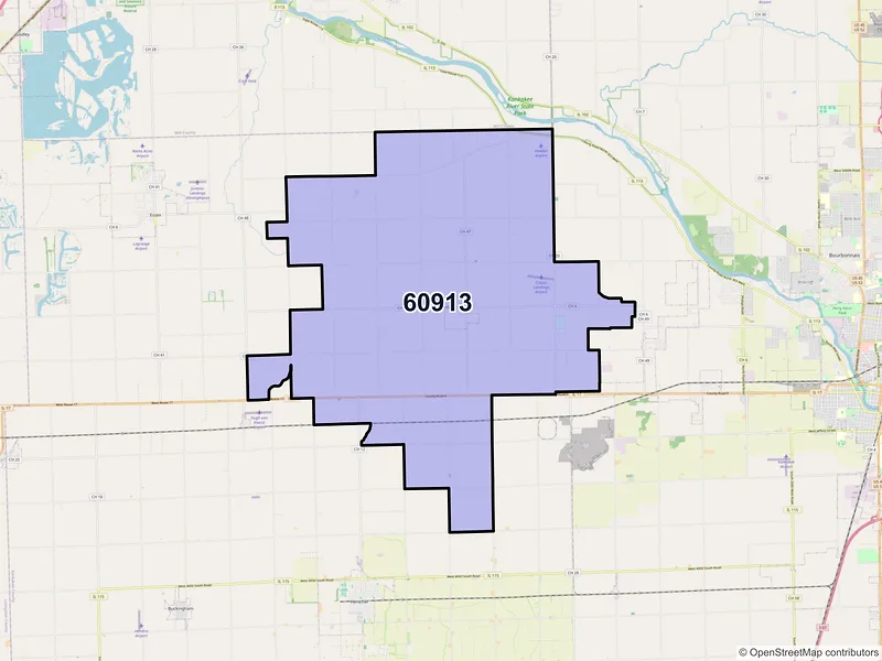 Map of ZIP Code 60913 — Bonfield, IL