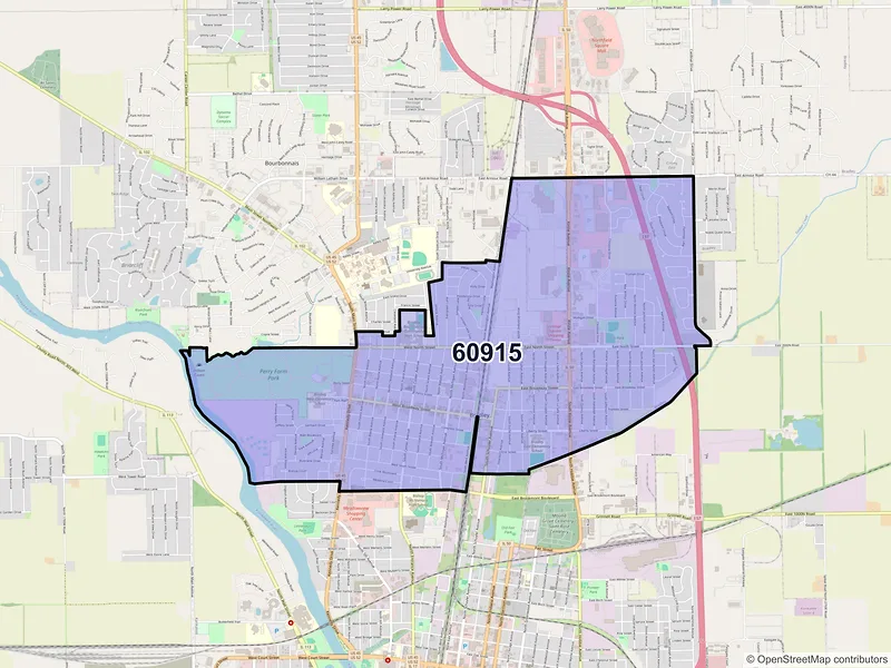 Map of ZIP Code 60915 — Bradley, IL