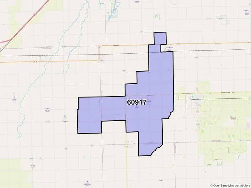 Map of ZIP Code 60917 — Buckingham, IL