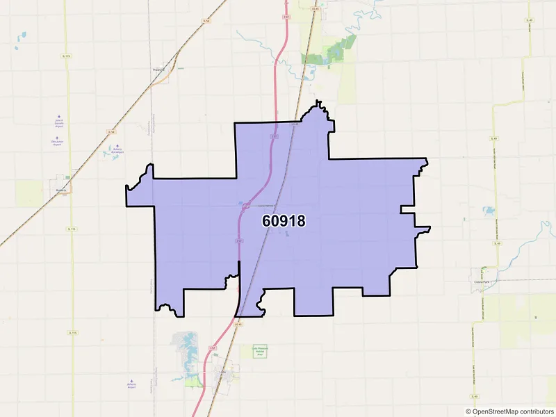 Map of ZIP Code 60918 — Buckley, IL