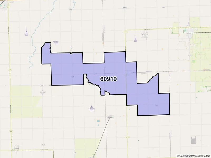 Map of ZIP Code 60919 — Cabery, IL
