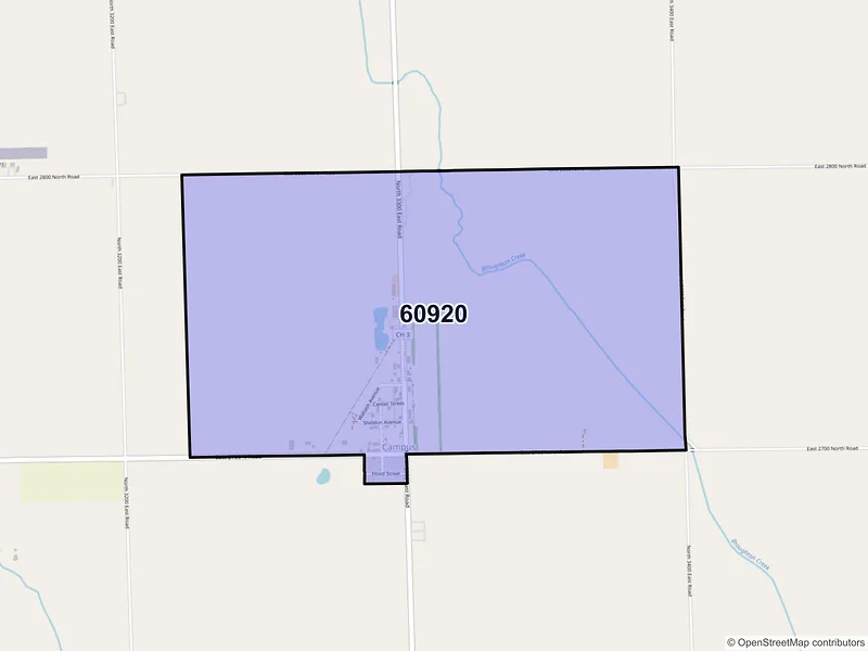 Map of Campus, Illinois and ZIP codes